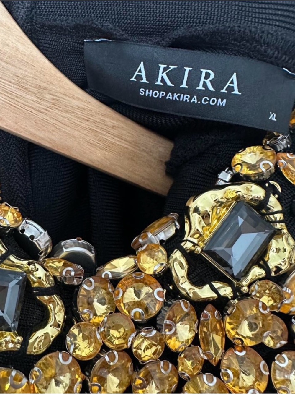 AKIRA Gold Beaded High-Neck Crop Top - Picture 3 of 4